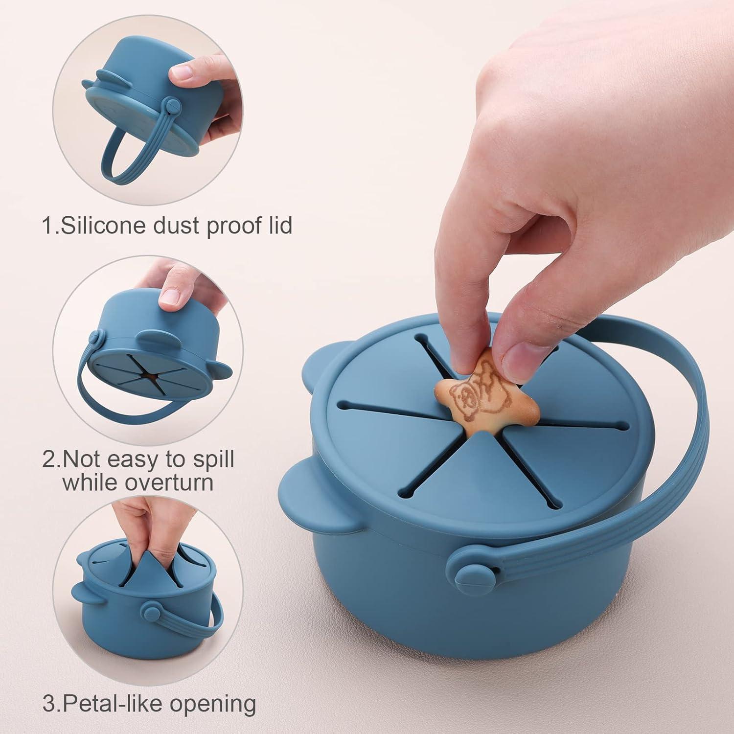 Taza de Snack Silicona Dilovely 9 Oz Azul para Bebés