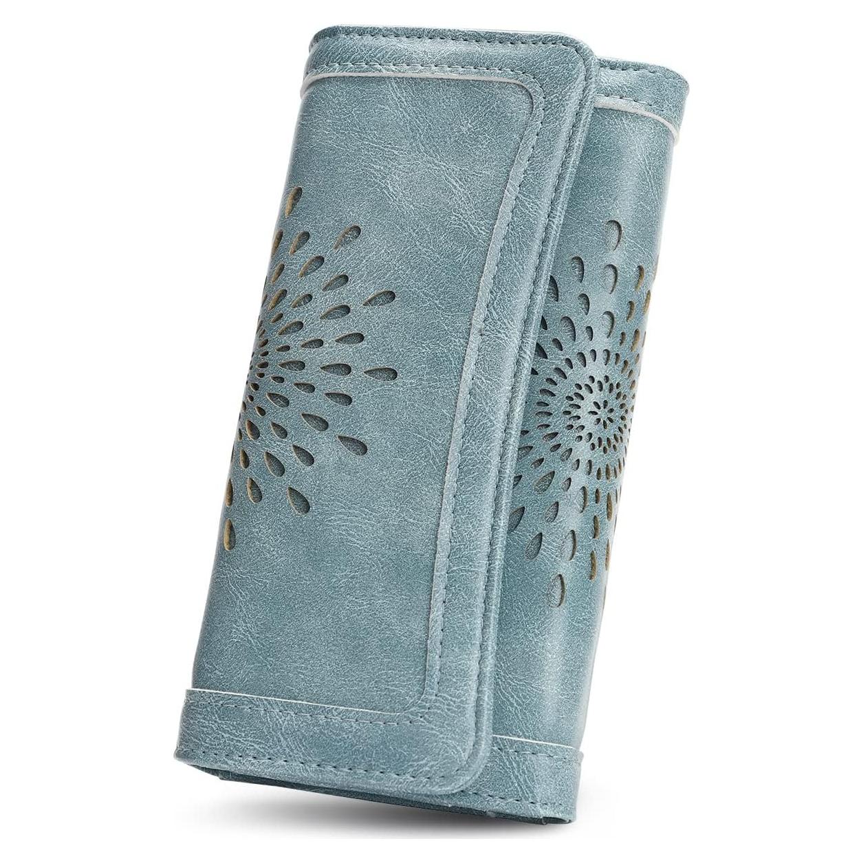 Cartera Trifold APHISON para Mujeres con Bloqueo RFID Azul