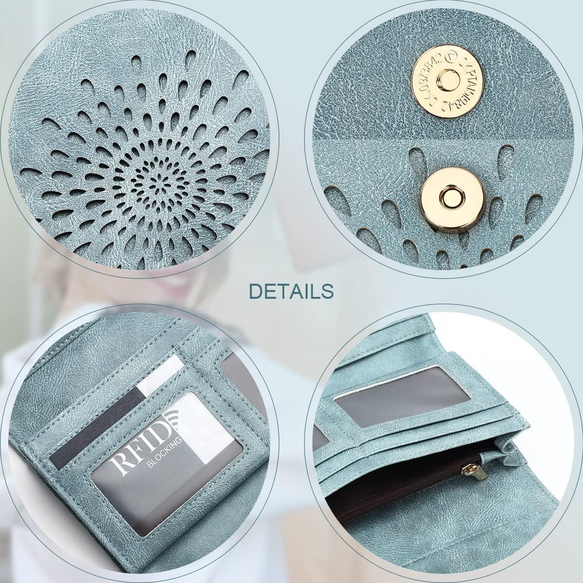 Cartera Trifold APHISON para Mujeres con Bloqueo RFID Azul