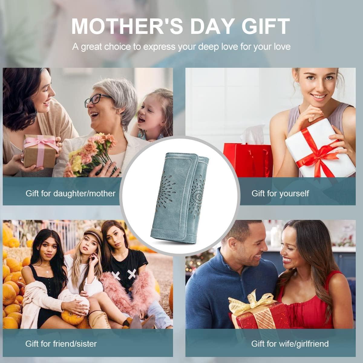 Cartera Trifold APHISON para Mujeres con Bloqueo RFID Azul