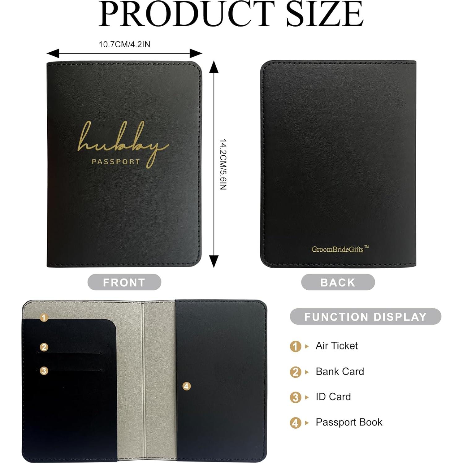 Sostenedor de Pasaporte Mr&Mrs Negro y Blanco con Logo Dorado