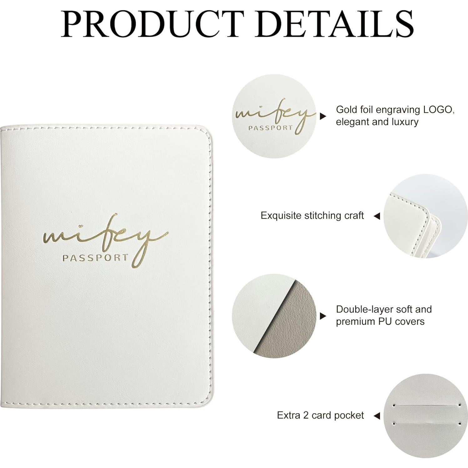 Sostenedor de Pasaporte Mr&Mrs Negro y Blanco con Logo Dorado