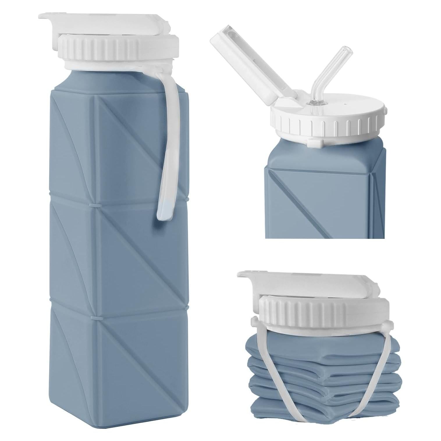 Botella de Agua Plegable Womeyork 620ml Silicona Sin BPA Azul