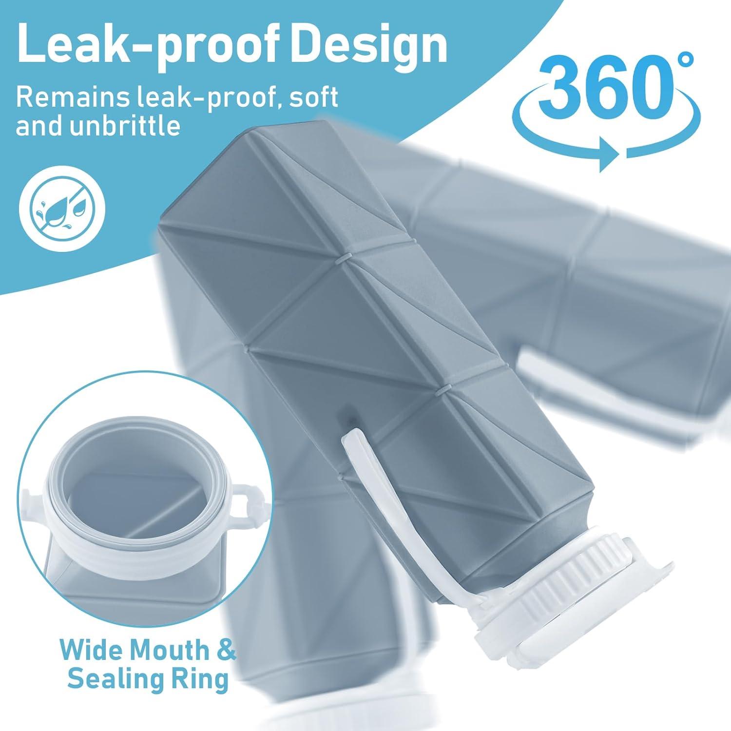 Botella de Agua Plegable Womeyork 620ml Silicona Sin BPA Azul