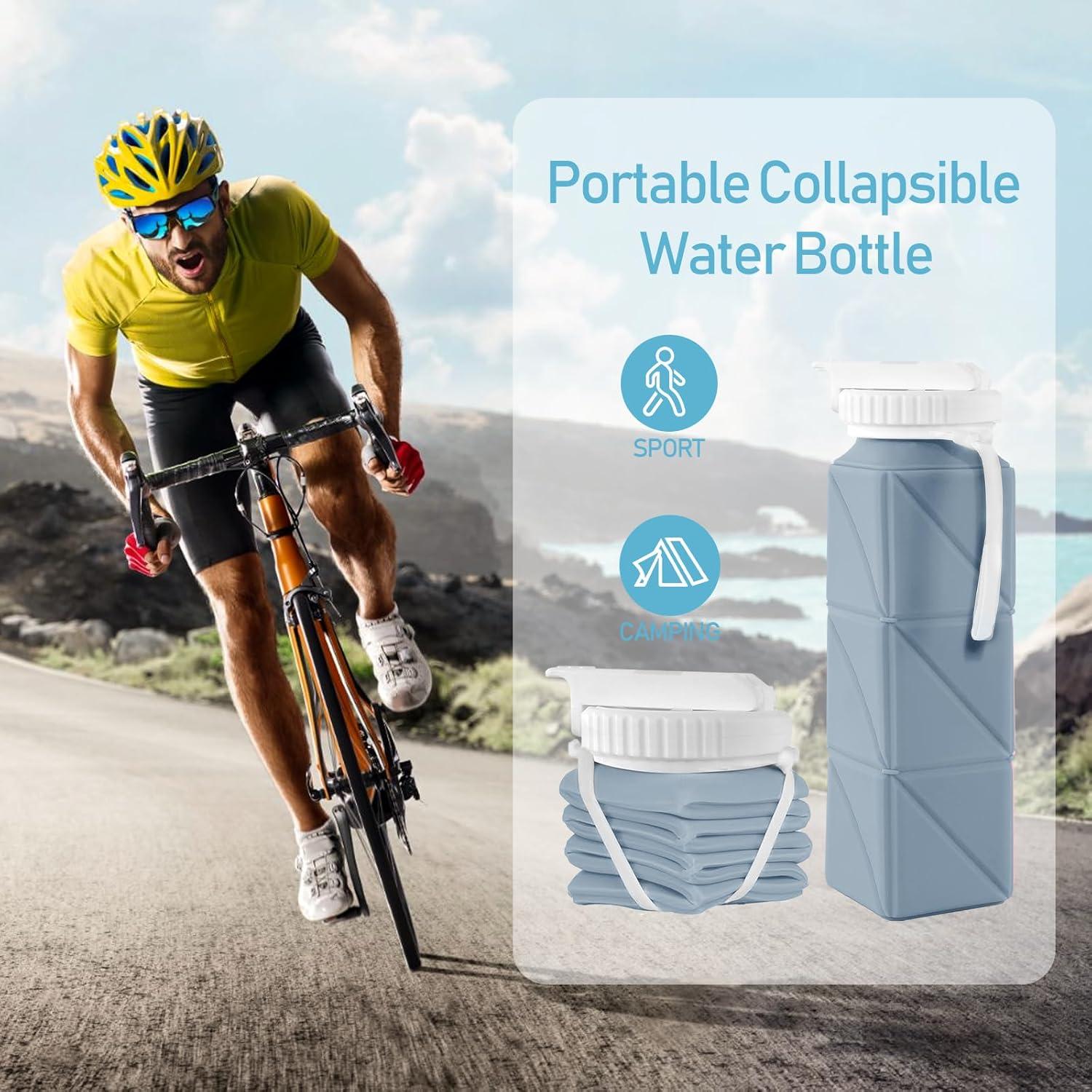 Botella de Agua Plegable Womeyork 620ml Silicona Sin BPA Azul