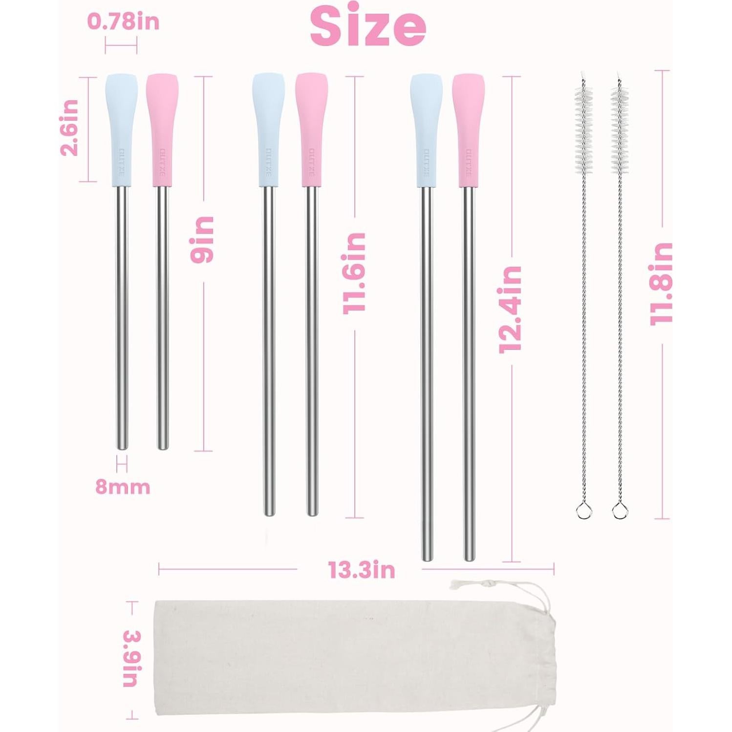 Popotes Antienvejecimiento Reutilizables OUTXE 6 Pcs 8 mm