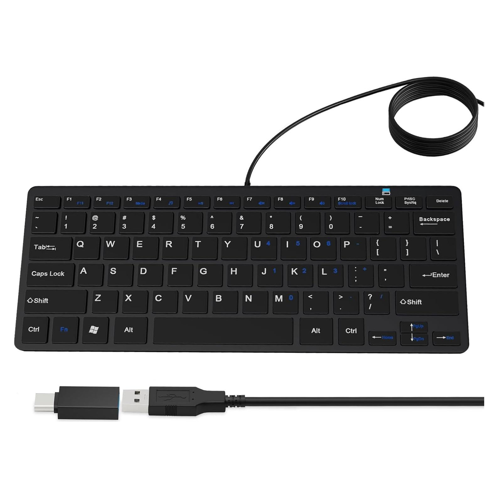 Teclado Mini USB Ultra Delgado YORUNOHOSH 78 Teclas Negro