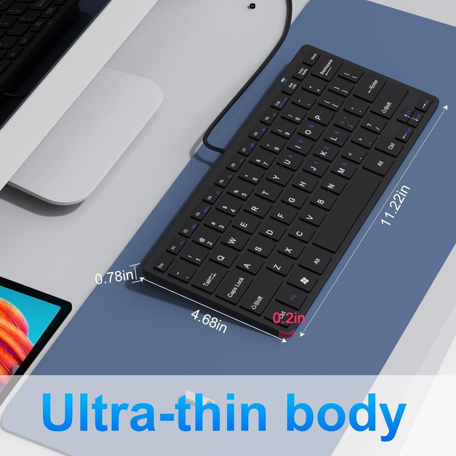 Teclado Mini USB Ultra Delgado YORUNOHOSH 78 Teclas Negro