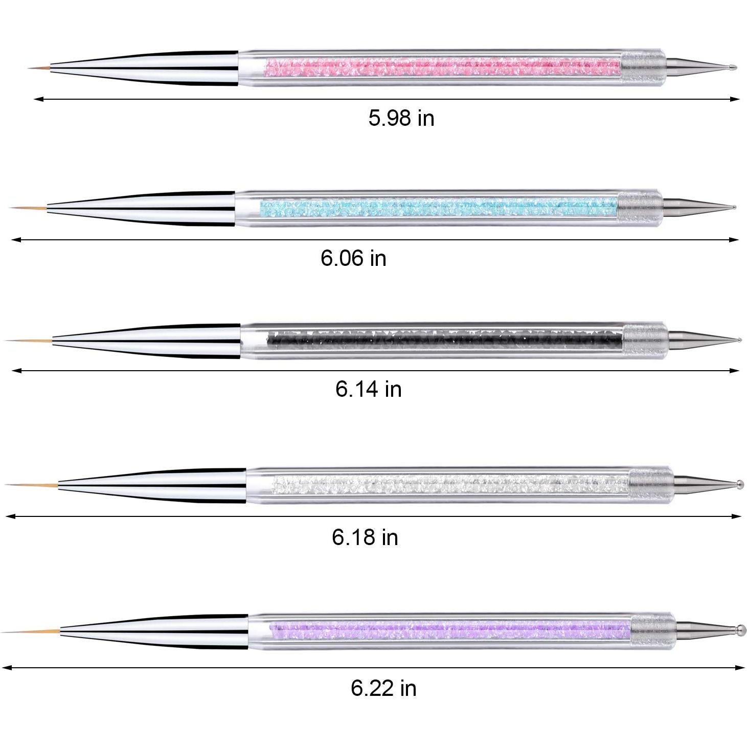 Juego de Pinceles para Uñas Doble Cara - 5 Pcs 5-13 mm