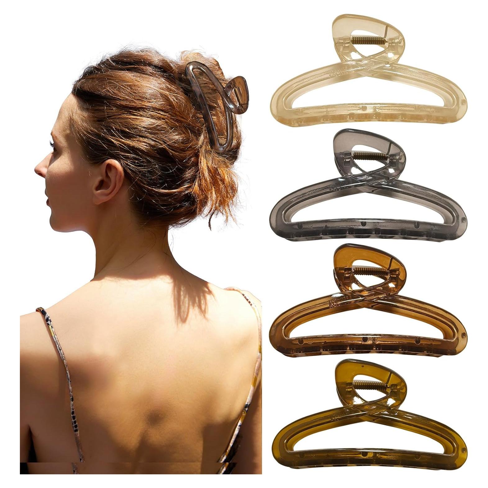 Pinzas para el cabello Nalodu, 10.9 cm, paquete de 4 colores