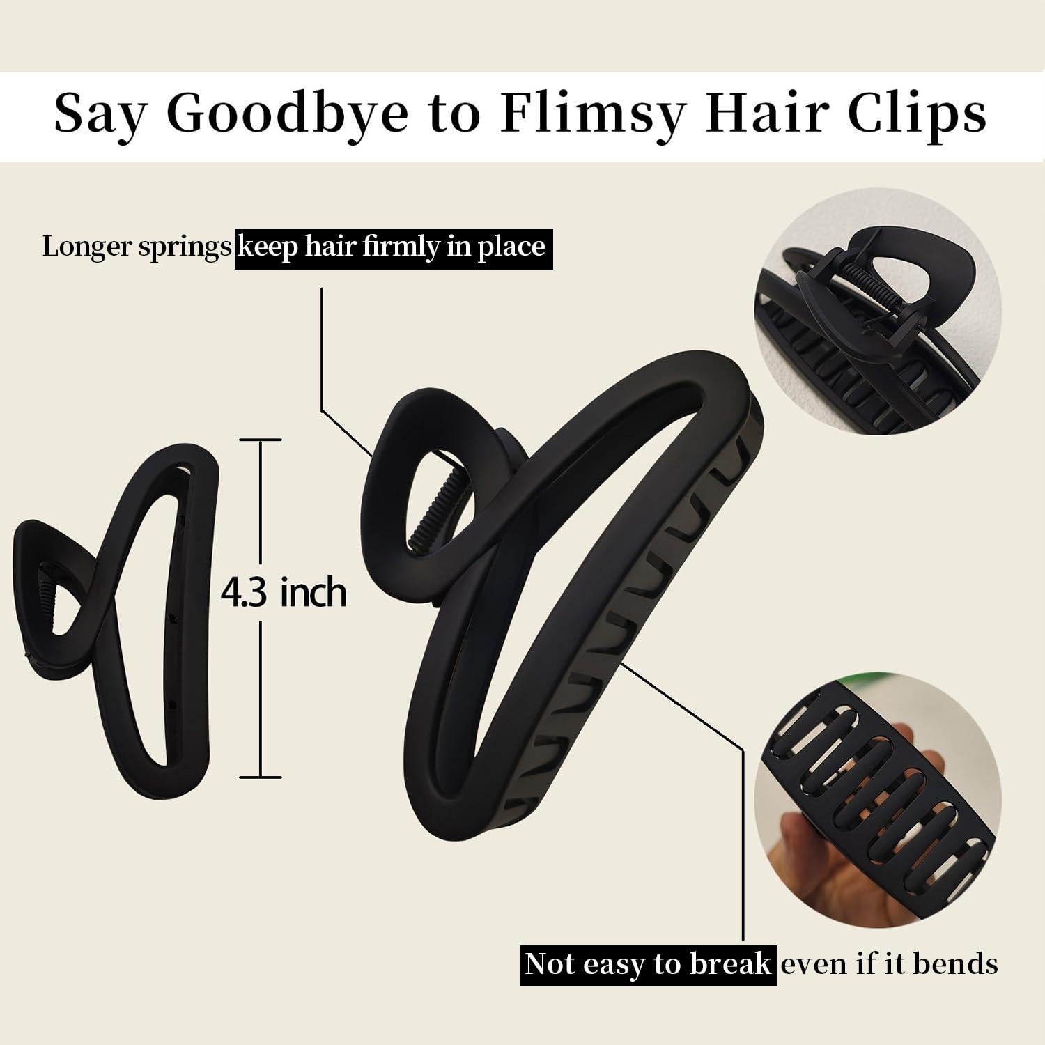 Pinzas para el cabello Nalodu 4 piezas antideslizantes 10.9 cm