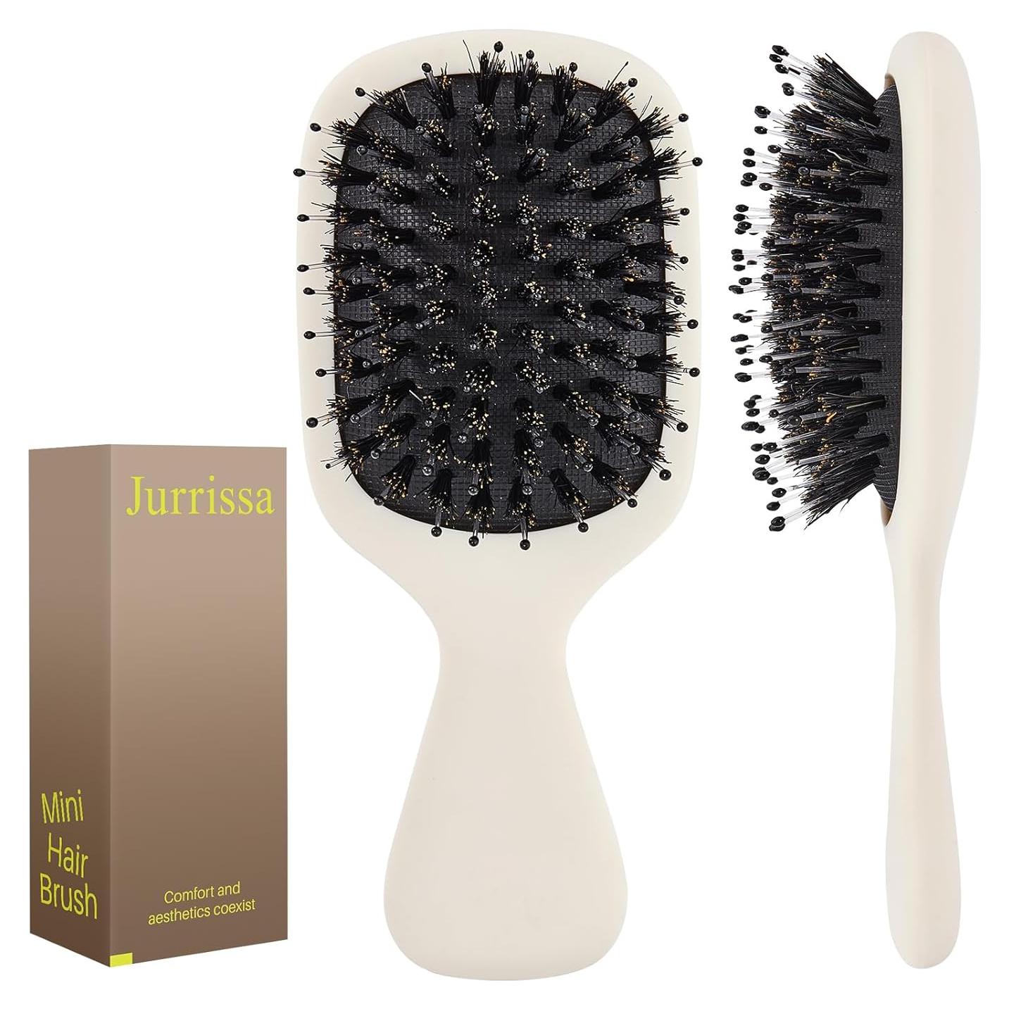 Mini Cepillo Desenredante Jurrissa de Cerda de Jabalí Blanco