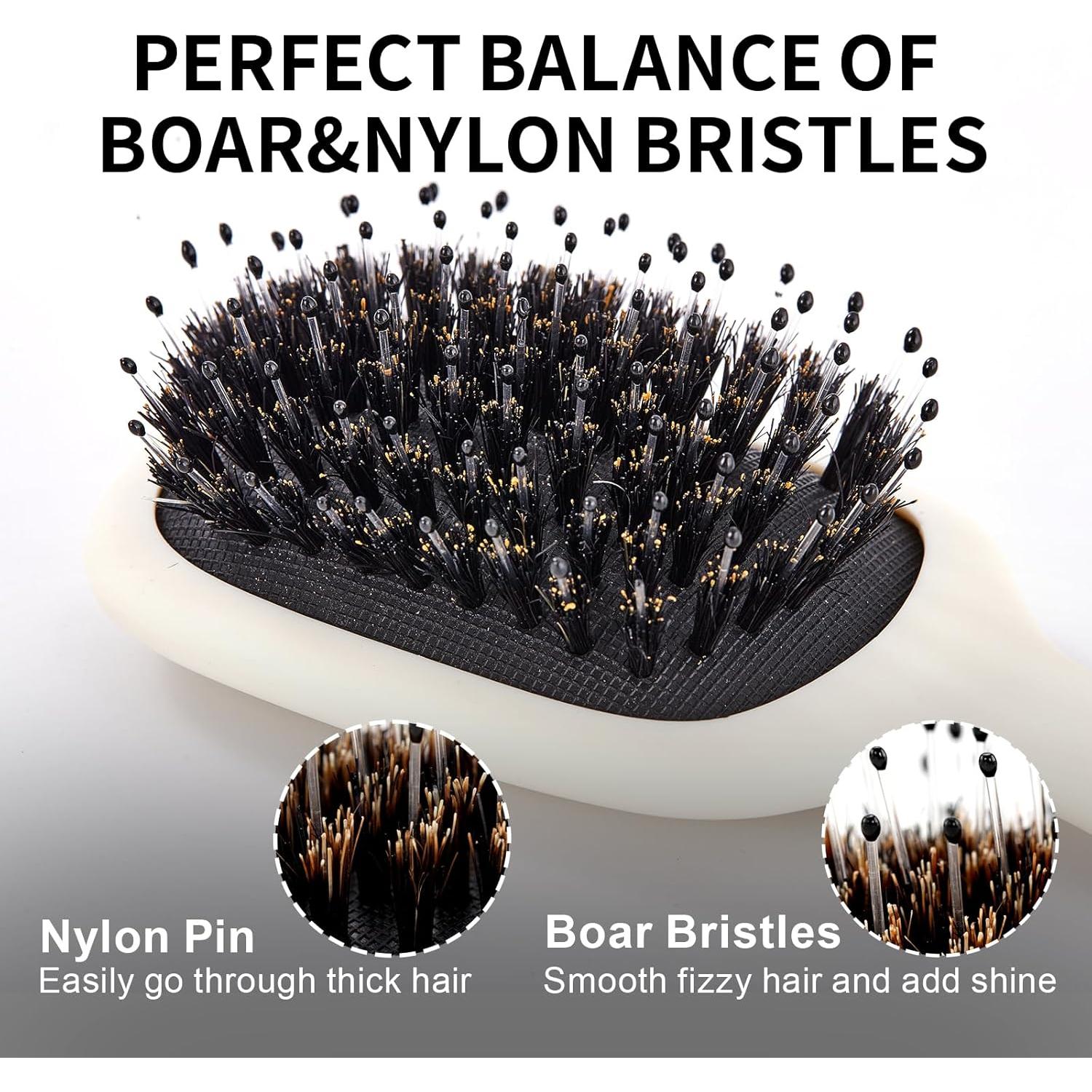 Mini Cepillo Desenredante Jurrissa de Cerda de Jabalí Blanco