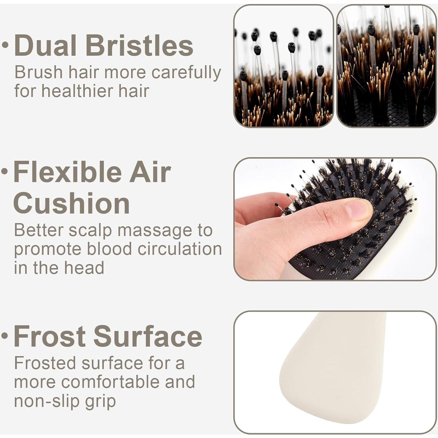 Mini Cepillo Desenredante Jurrissa de Cerda de Jabalí Blanco