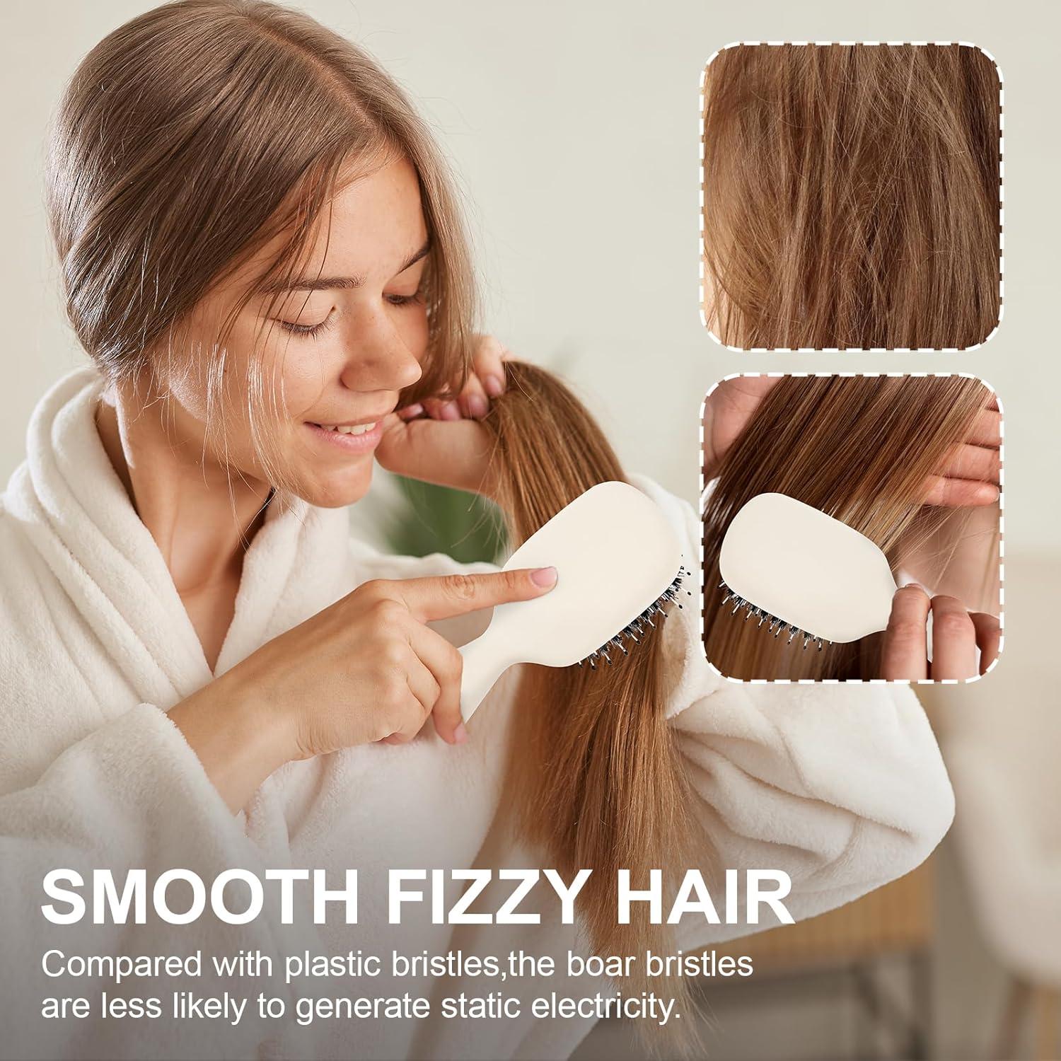 Mini Cepillo Desenredante Jurrissa de Cerda de Jabalí Blanco