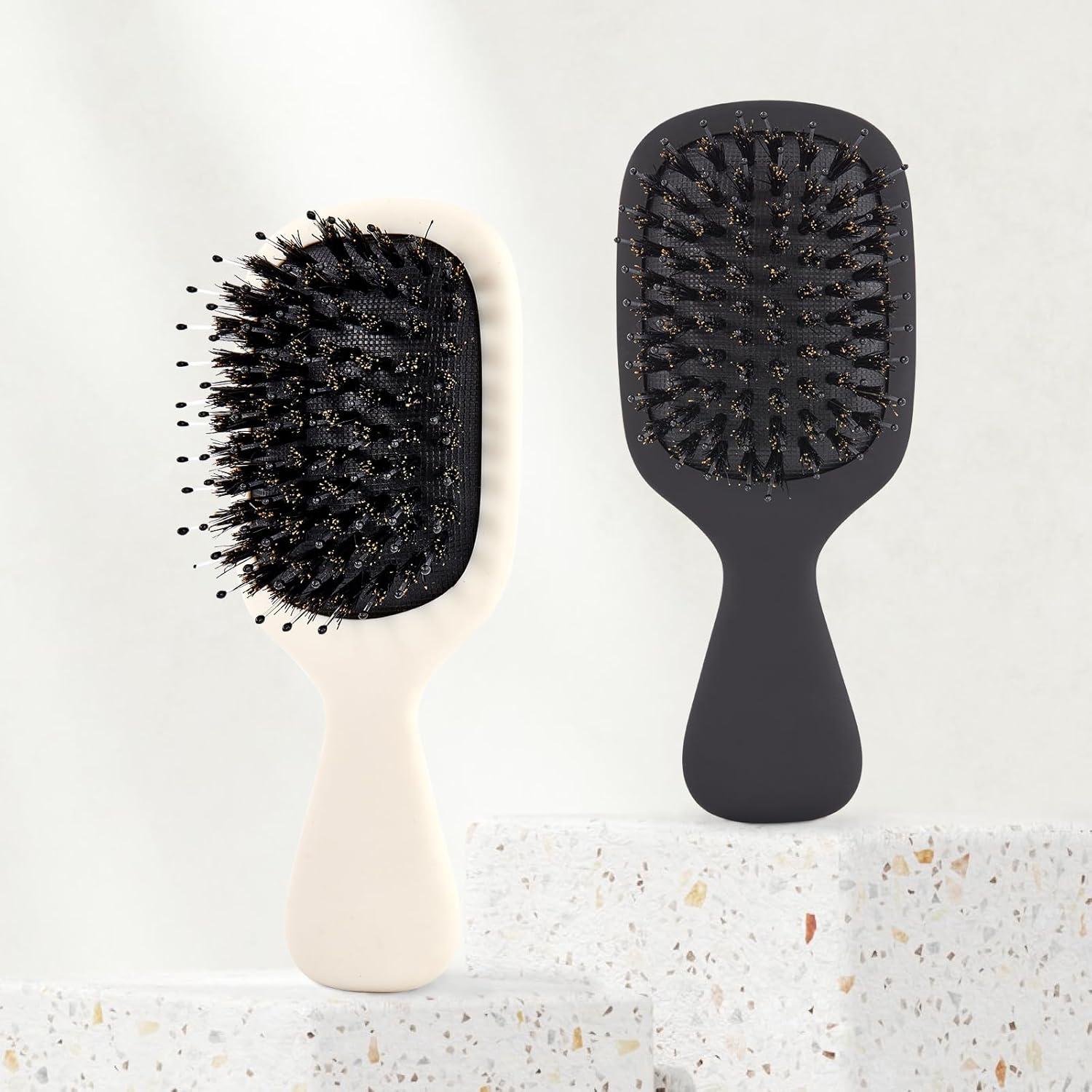 Mini Cepillo Desenredante Jurrissa de Cerda de Jabalí Blanco