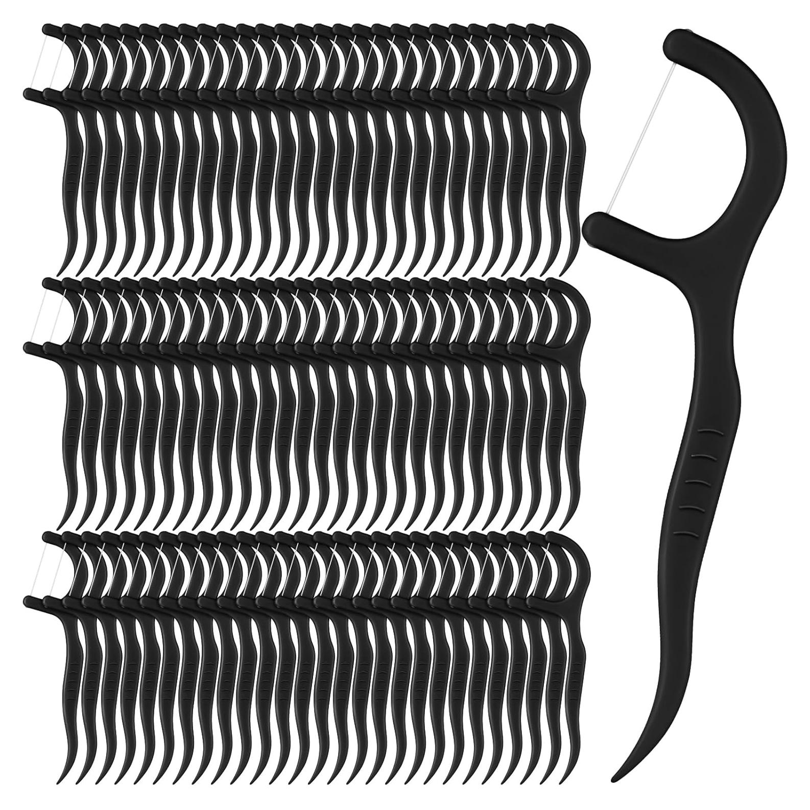 Palillos de Hilo Dental Baderke 200 Unidades Negro Portátil