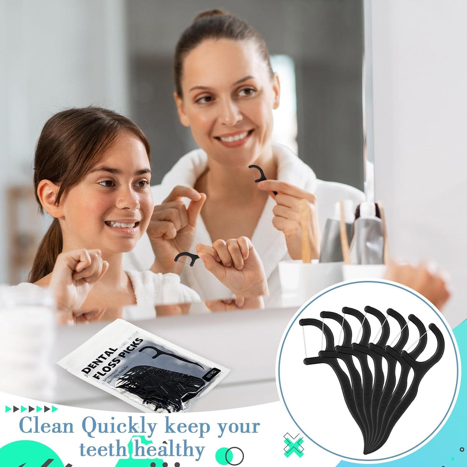 Palillos de Hilo Dental Baderke 200 Unidades Negro Portátil