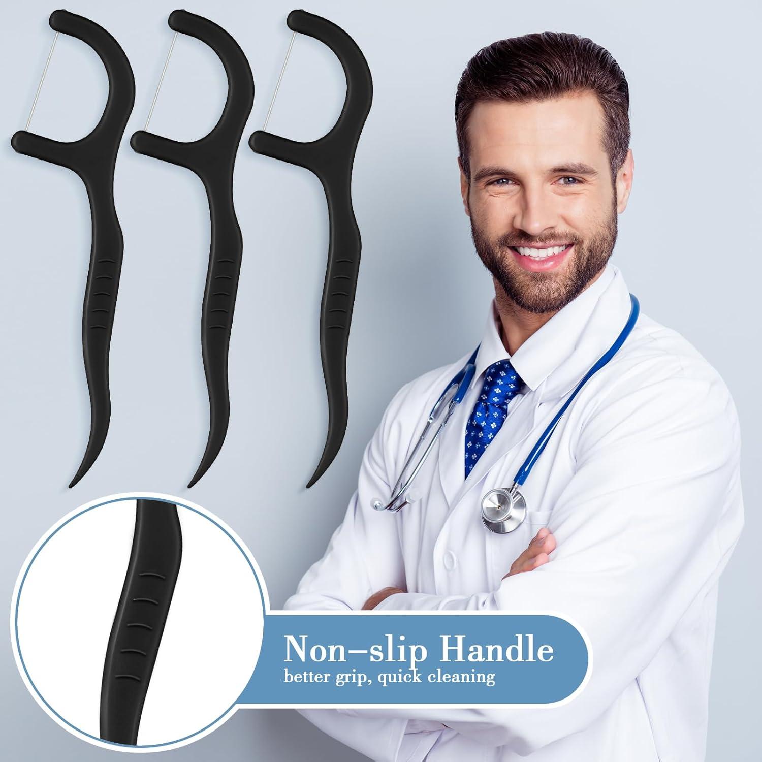 Palillos de Hilo Dental Baderke 200 Unidades Negro Portátil
