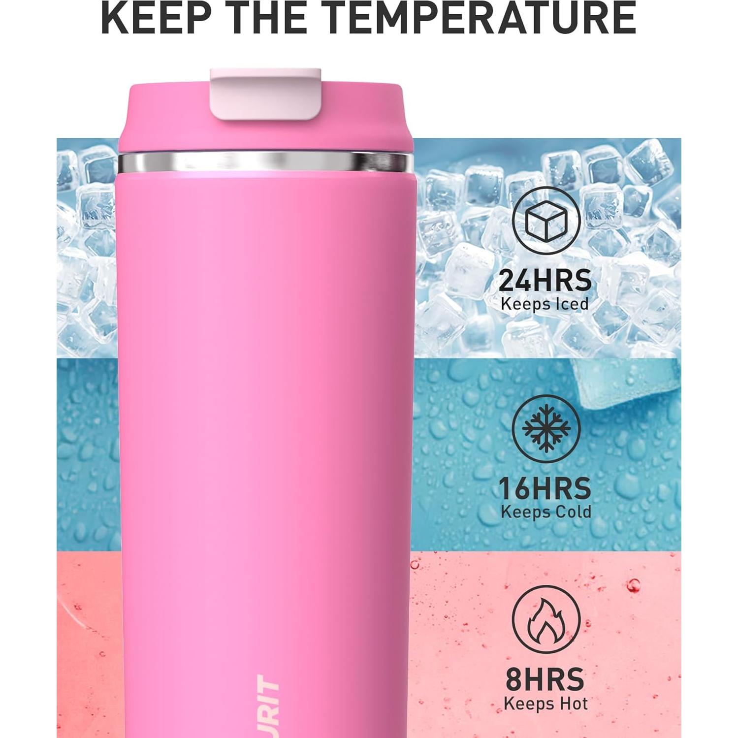 Taza de Viaje Aislada TOURIT 0.47L Acero Inoxidable Negro