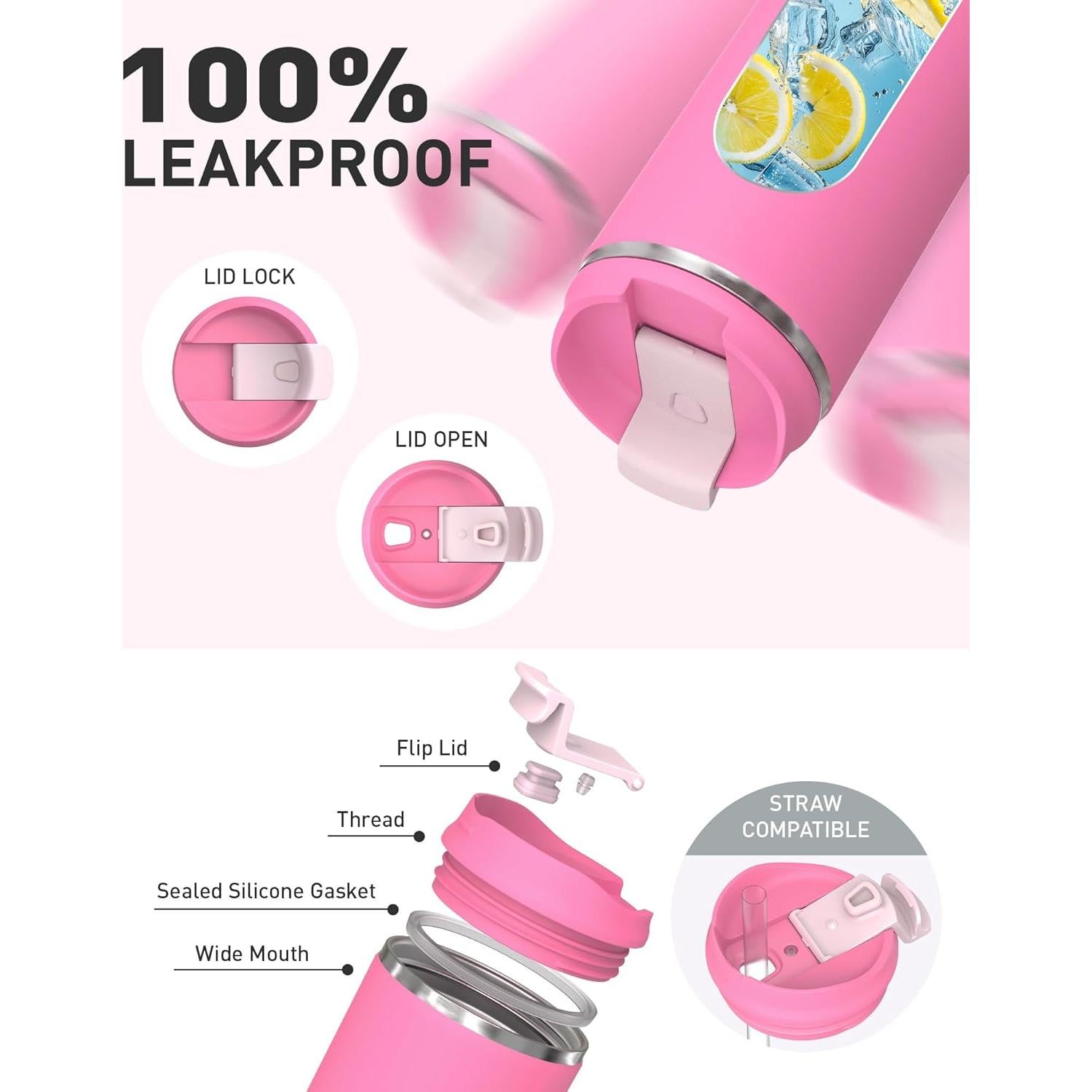 Taza de Viaje Aislada TOURIT 0.47L Acero Inoxidable Negro