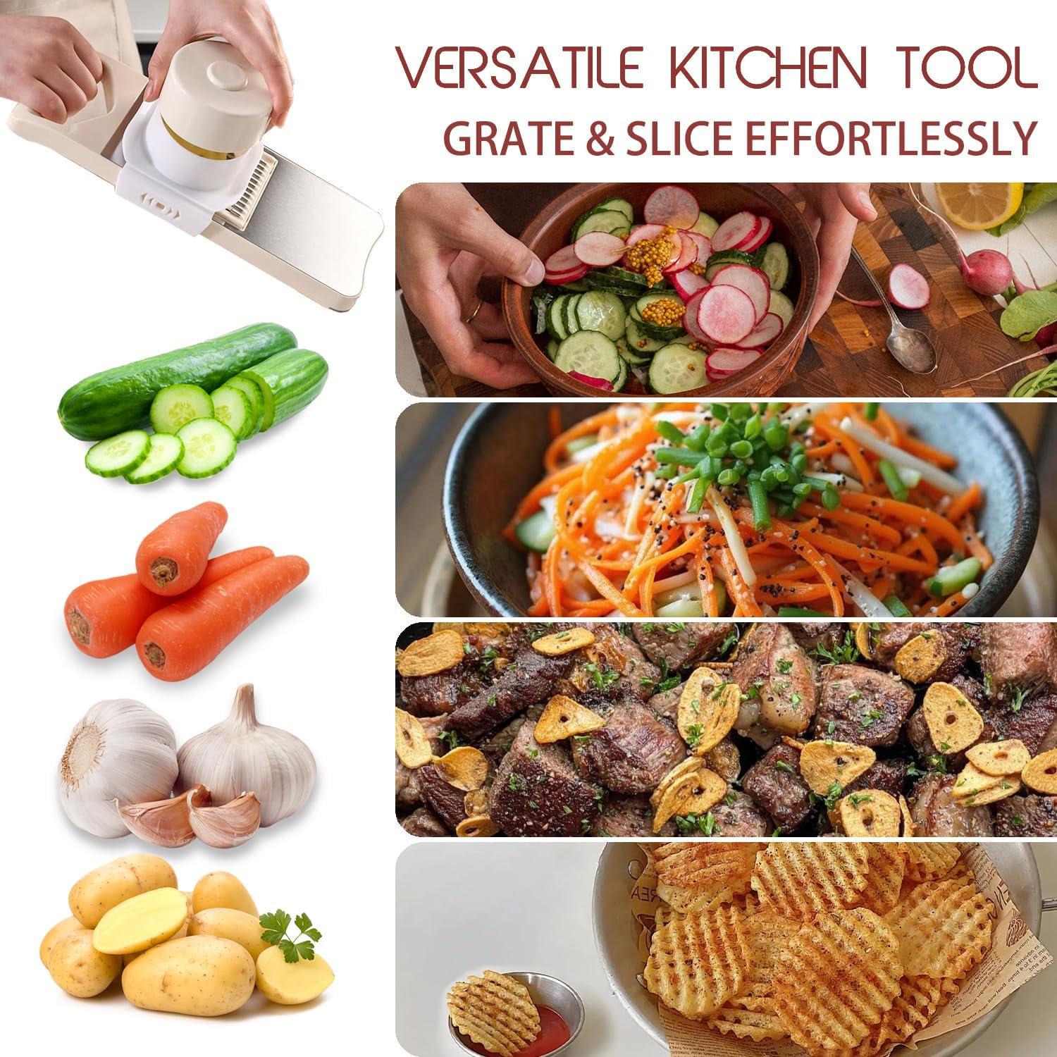 Rebanador Mandolina 6-en-1 NACOLUS con 6 Cuchillas Intercambiables