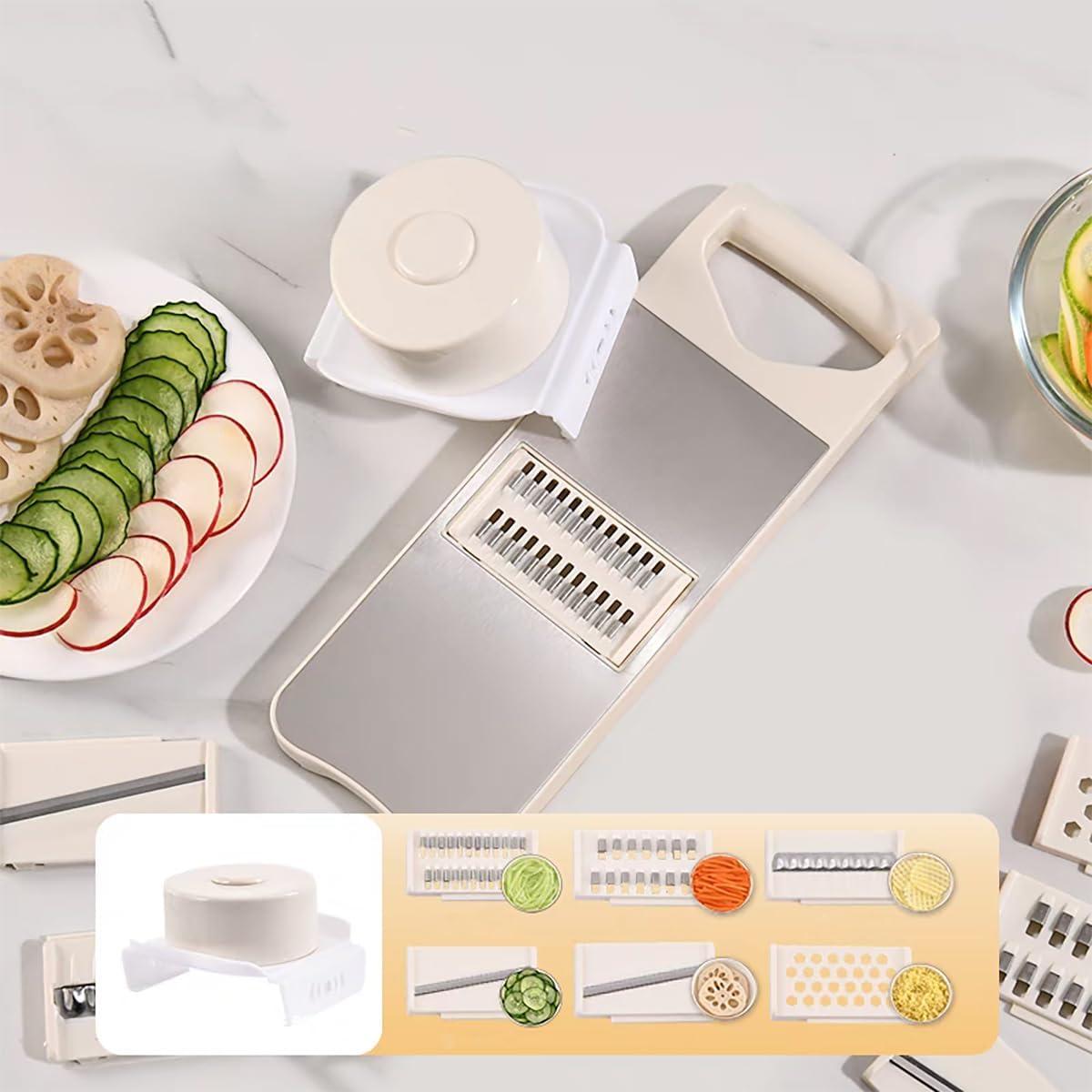 Rebanador Mandolina 6-en-1 NACOLUS con 6 Cuchillas Intercambiables