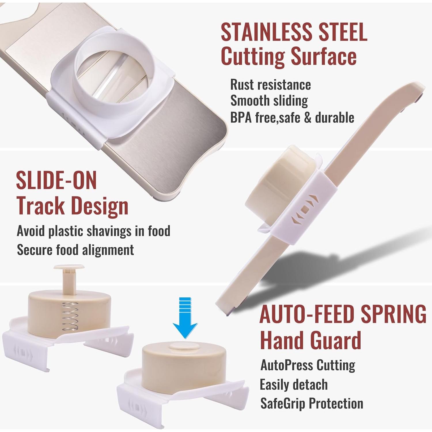 Rebanador Mandolina 6-en-1 NACOLUS con 6 Cuchillas Intercambiables