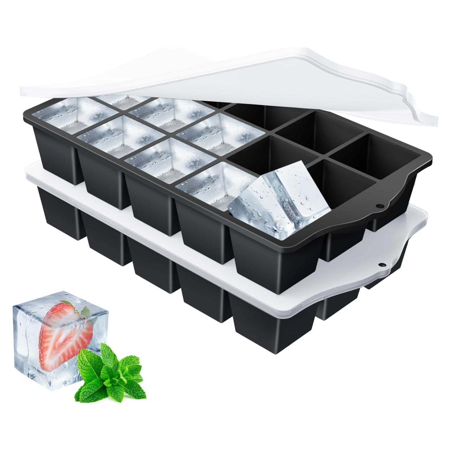 Bandejas de Hielo de Silicona FANYITY 2-Pack con Tapas