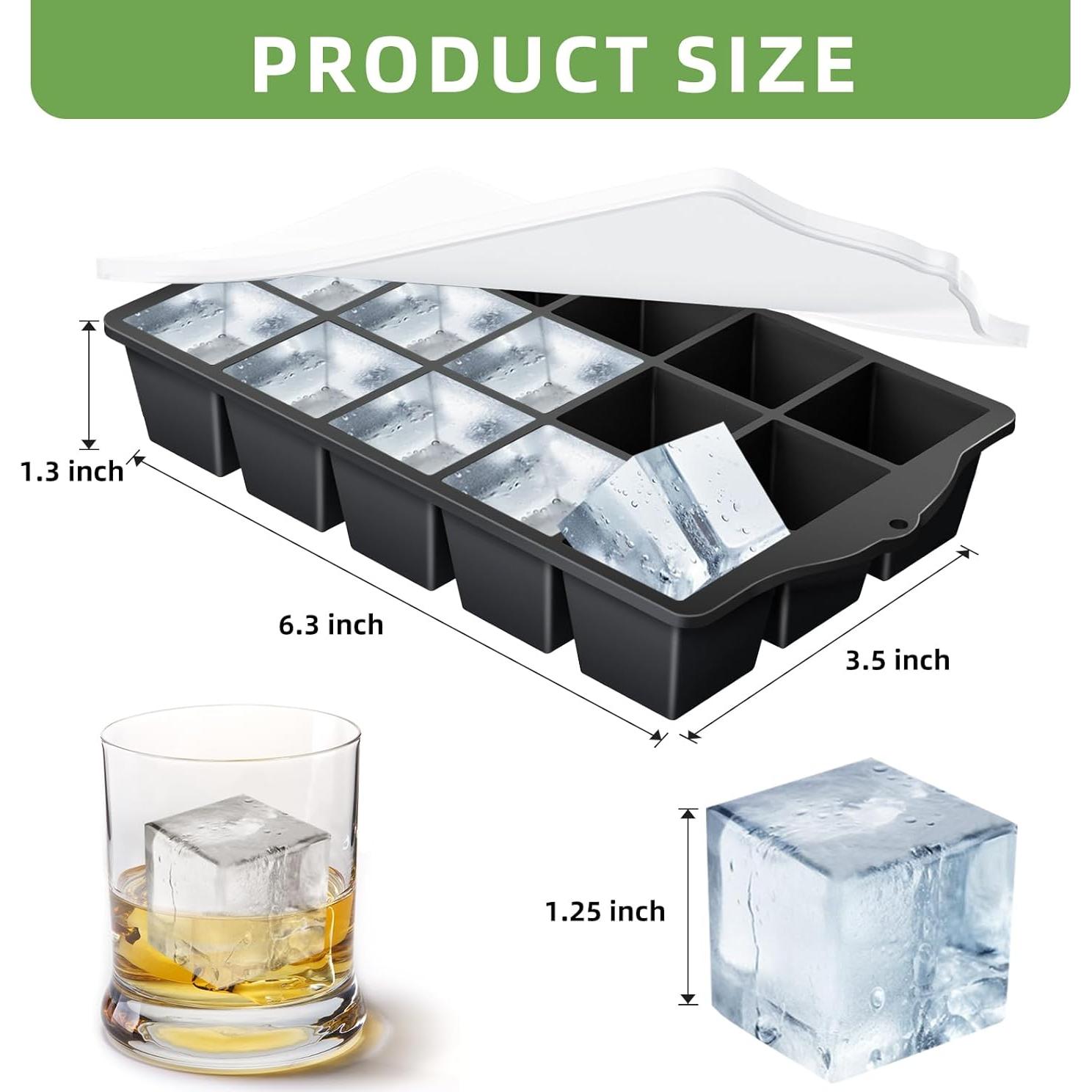 Bandejas de Hielo de Silicona FANYITY 2-Pack con Tapas