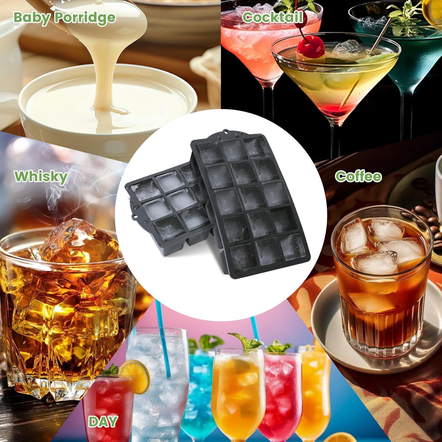 Bandejas de Hielo de Silicona FANYITY 2-Pack con Tapas