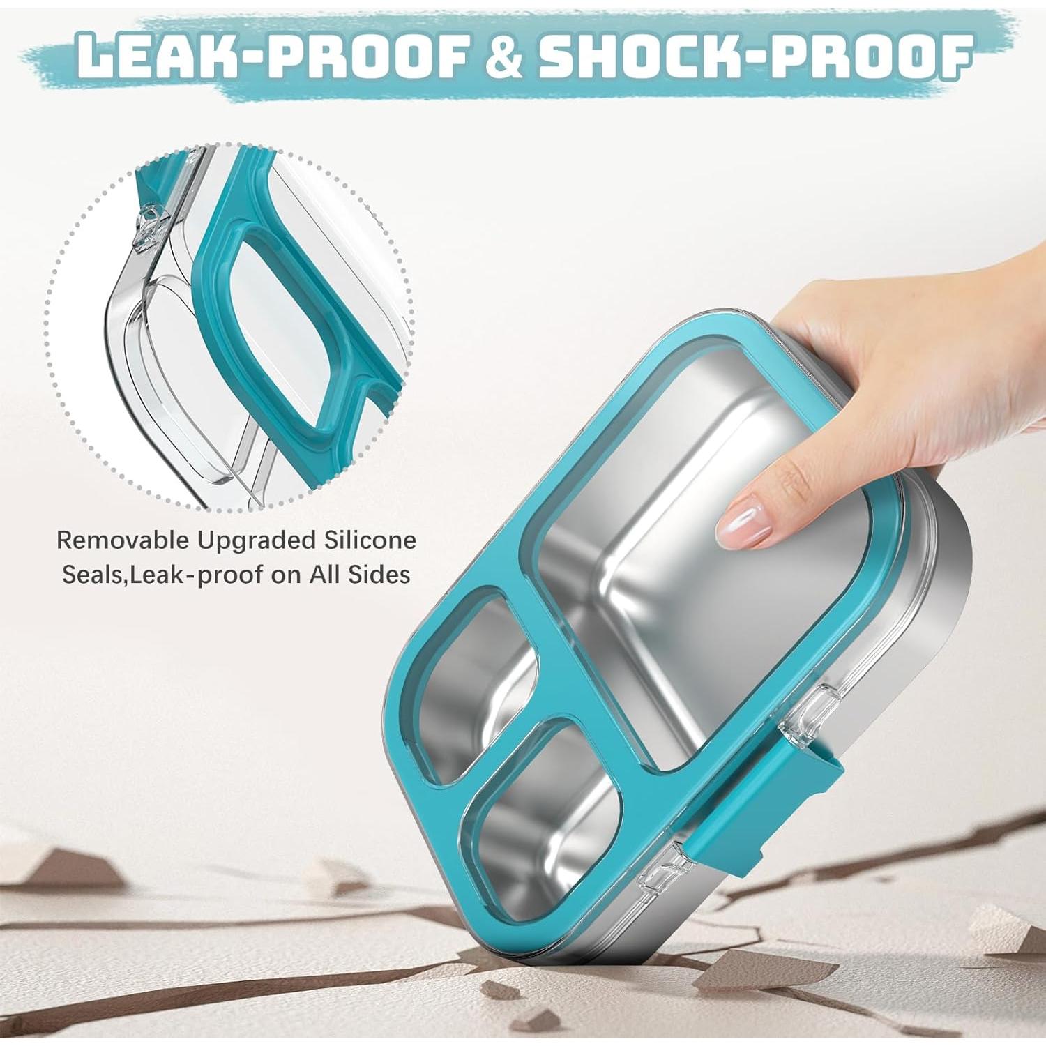 Caja Bento Acero Inoxidable LOHASOK 800ml 3 Compartimentos Azul