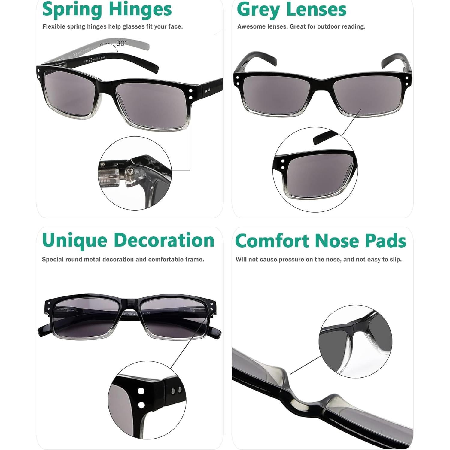 Gafas de Lectura Eyekepper 5 Paquete Hombres Lentes Grises