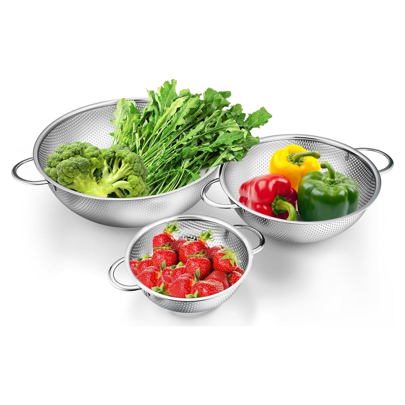 Juego de Coladores TeamFar de Acero Inoxidable 1/3/5qt