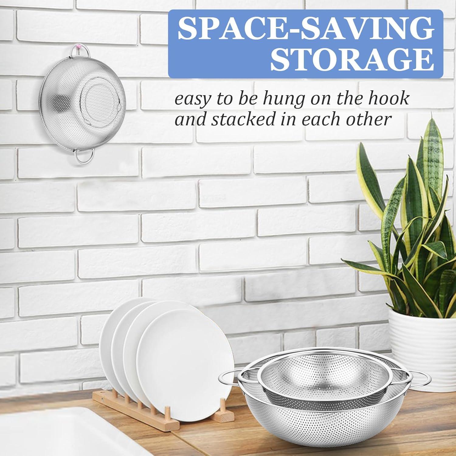 Juego de Coladores TeamFar de Acero Inoxidable 1/3/5qt