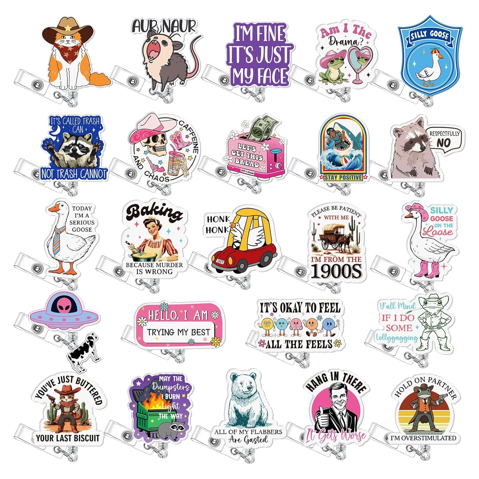 24 Insignias Divertidas Retráctiles Feifeiya para Enfermera