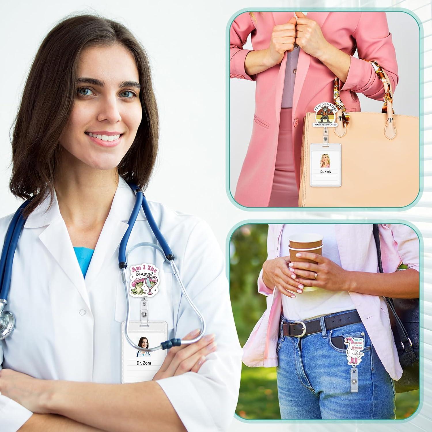 24 Insignias Divertidas Retráctiles Feifeiya para Enfermera