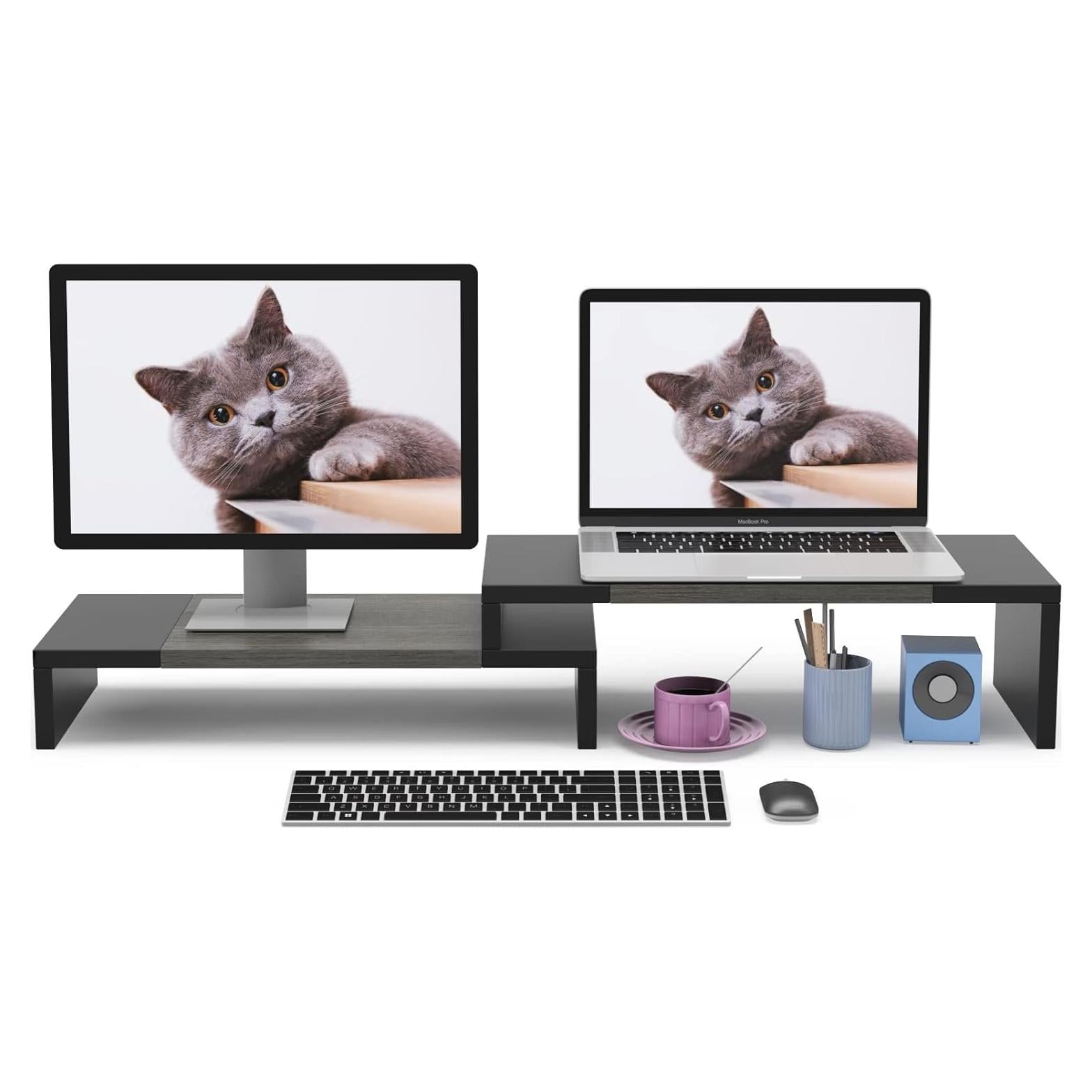 Soporte Doble Monitor WESTREE Ajustable 2 Estantes Ergonómico