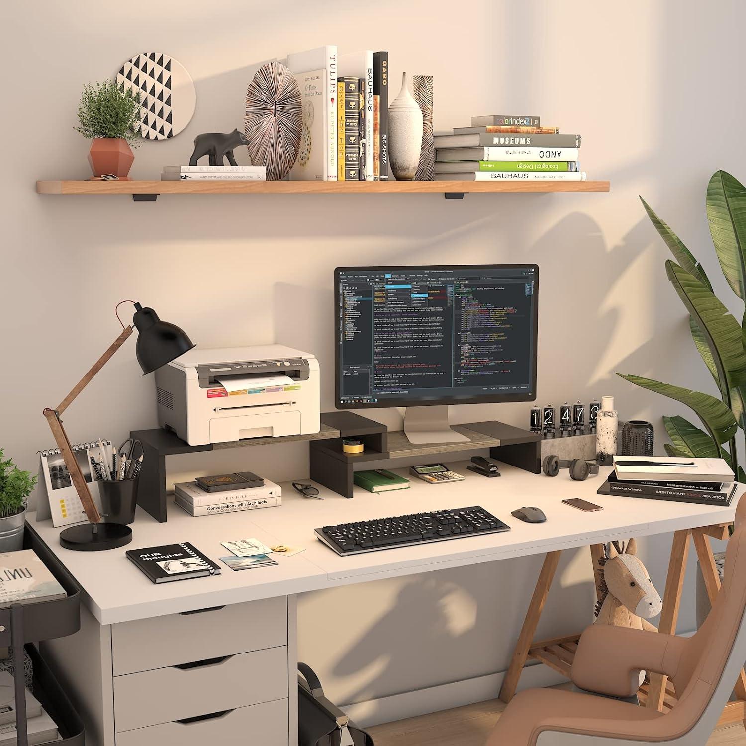 Soporte Doble Monitor WESTREE Ajustable 2 Estantes Ergonómico