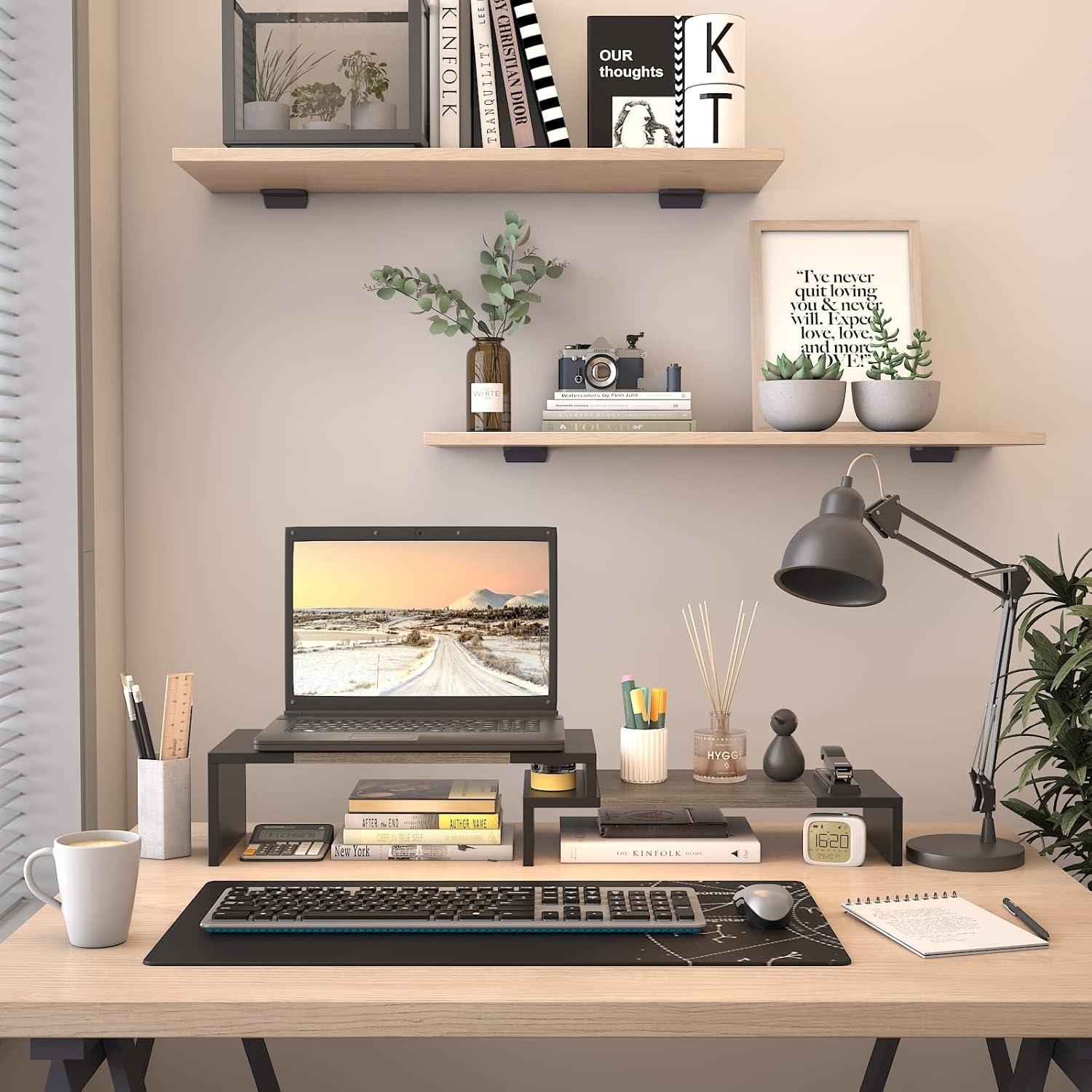 Soporte Doble Monitor WESTREE Ajustable 2 Estantes Ergonómico