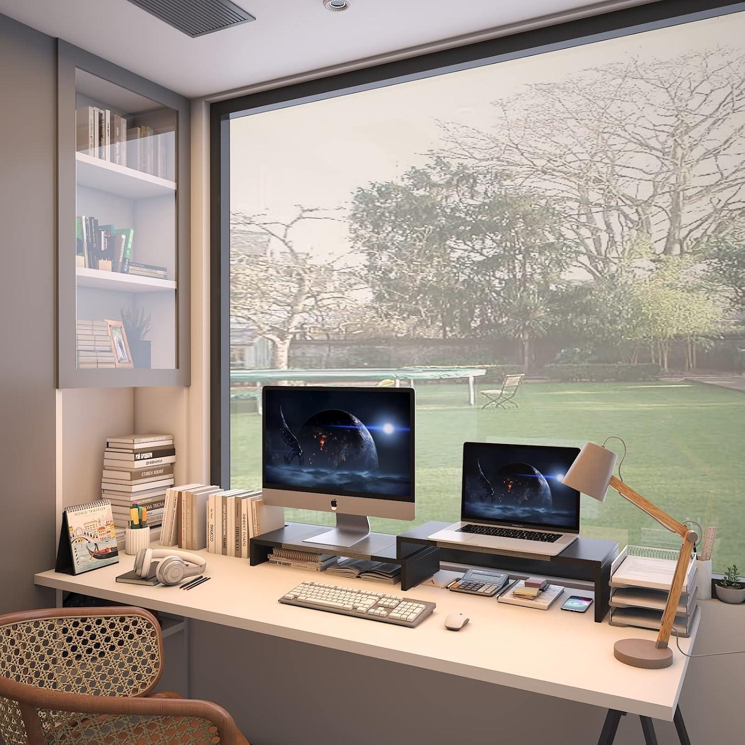 Soporte Doble Monitor WESTREE Ajustable 2 Estantes Ergonómico