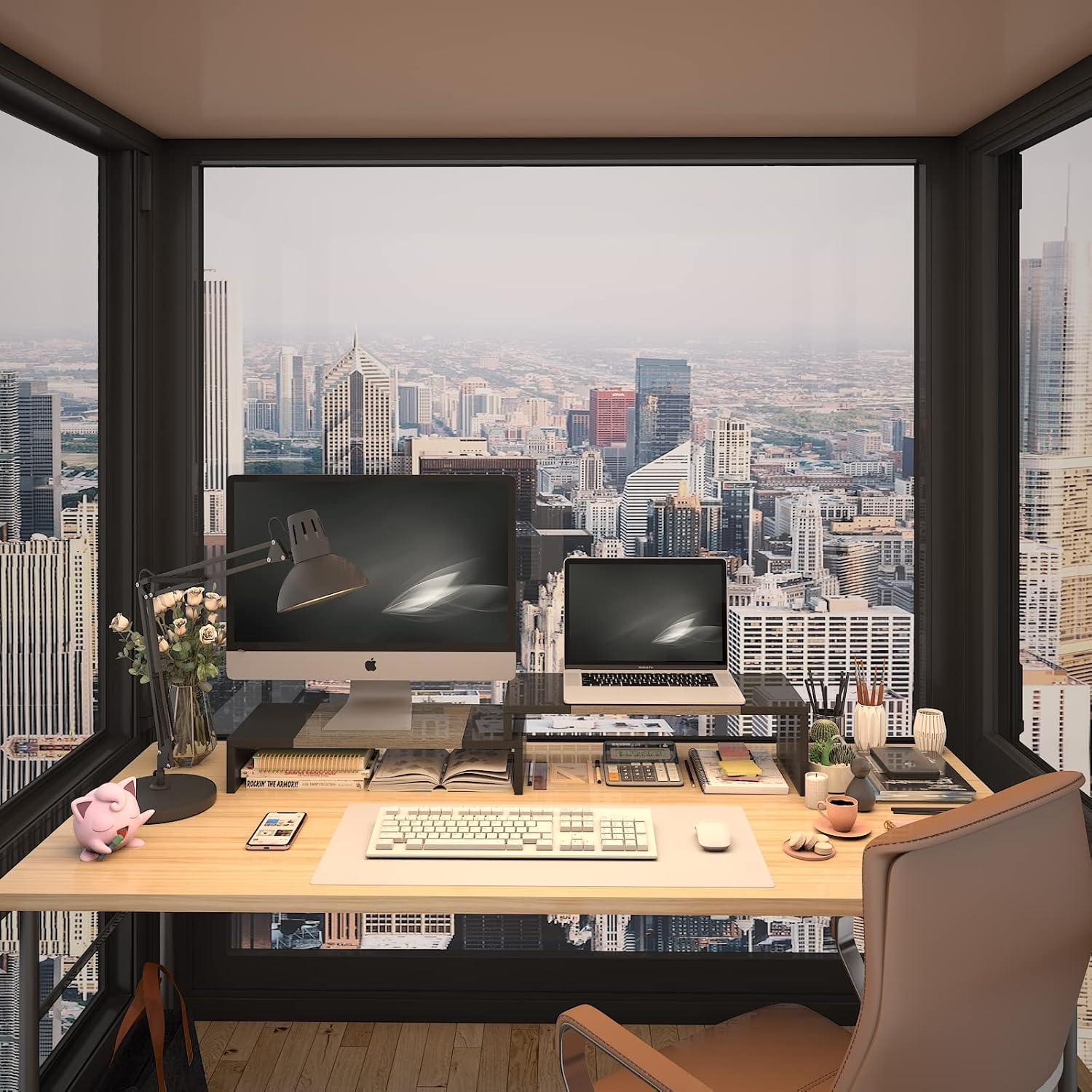 Soporte Doble Monitor WESTREE Ajustable 2 Estantes Ergonómico