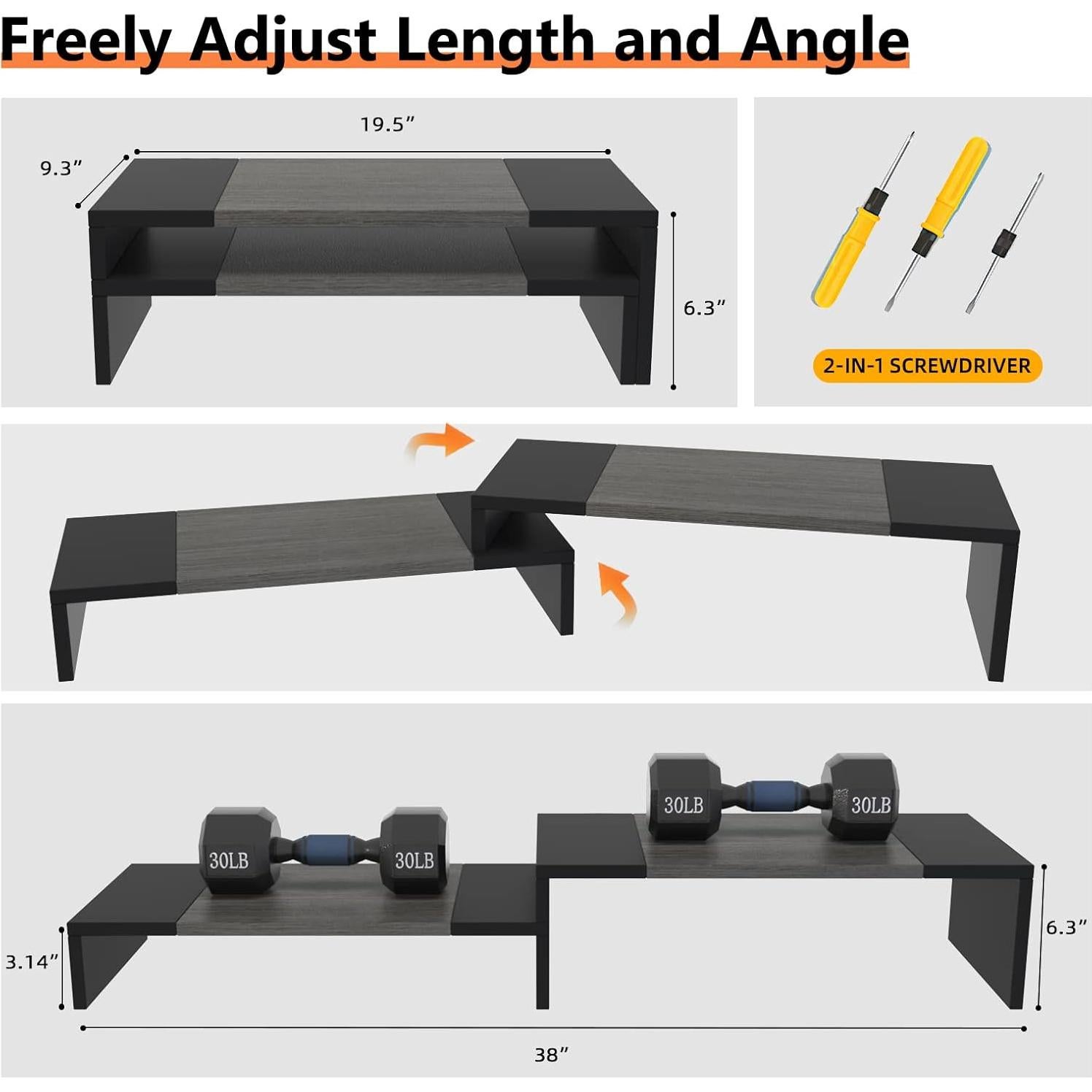 Soporte Doble Monitor WESTREE Ajustable 2 Estantes Ergonómico