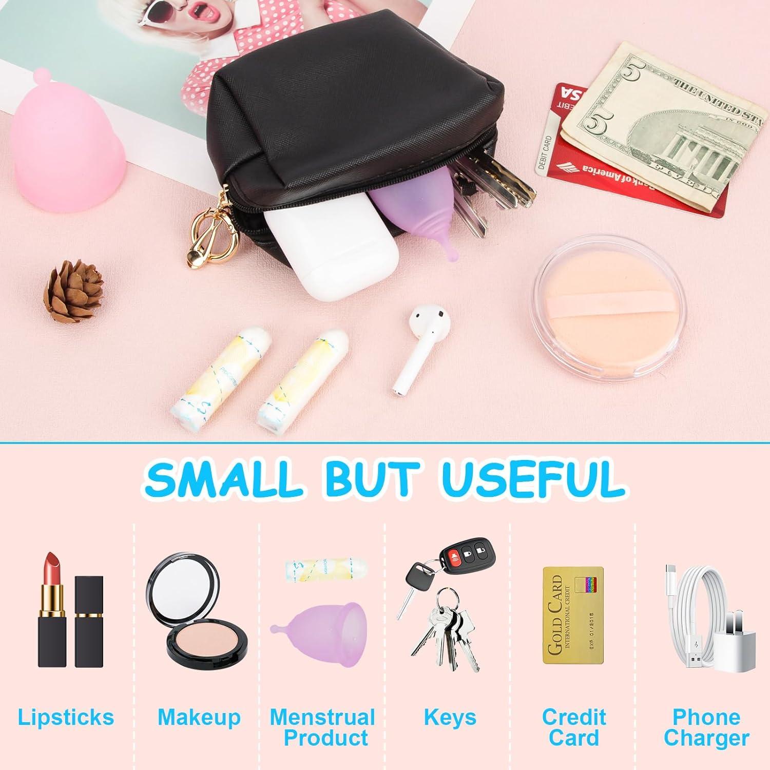 Bolsa de Maquillaje Mini Desing Wish Cuero PU Negro 9.4x7.6cm