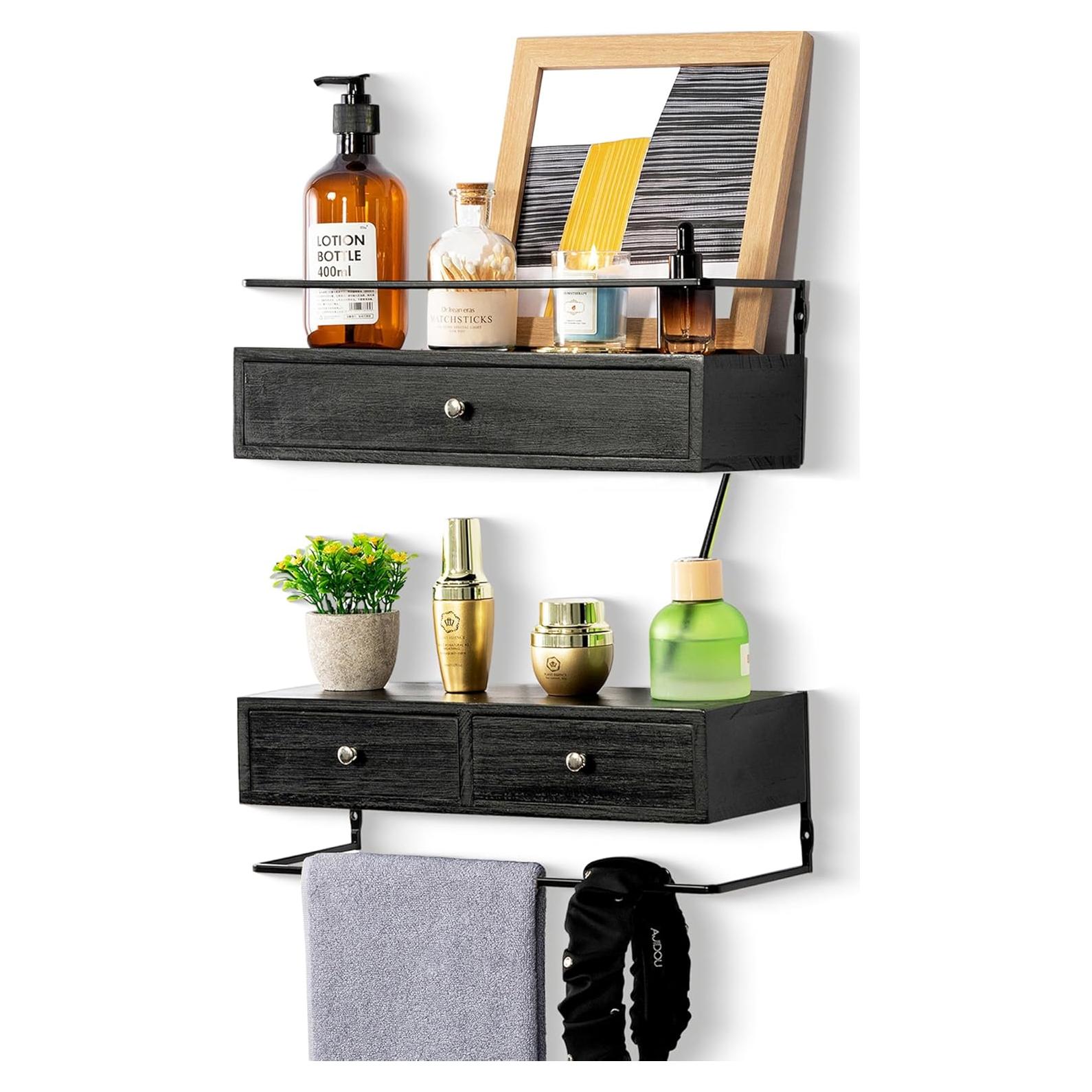 Estantes Flotantes Rústicos Dreampossible con Cajón - 2 Unidades