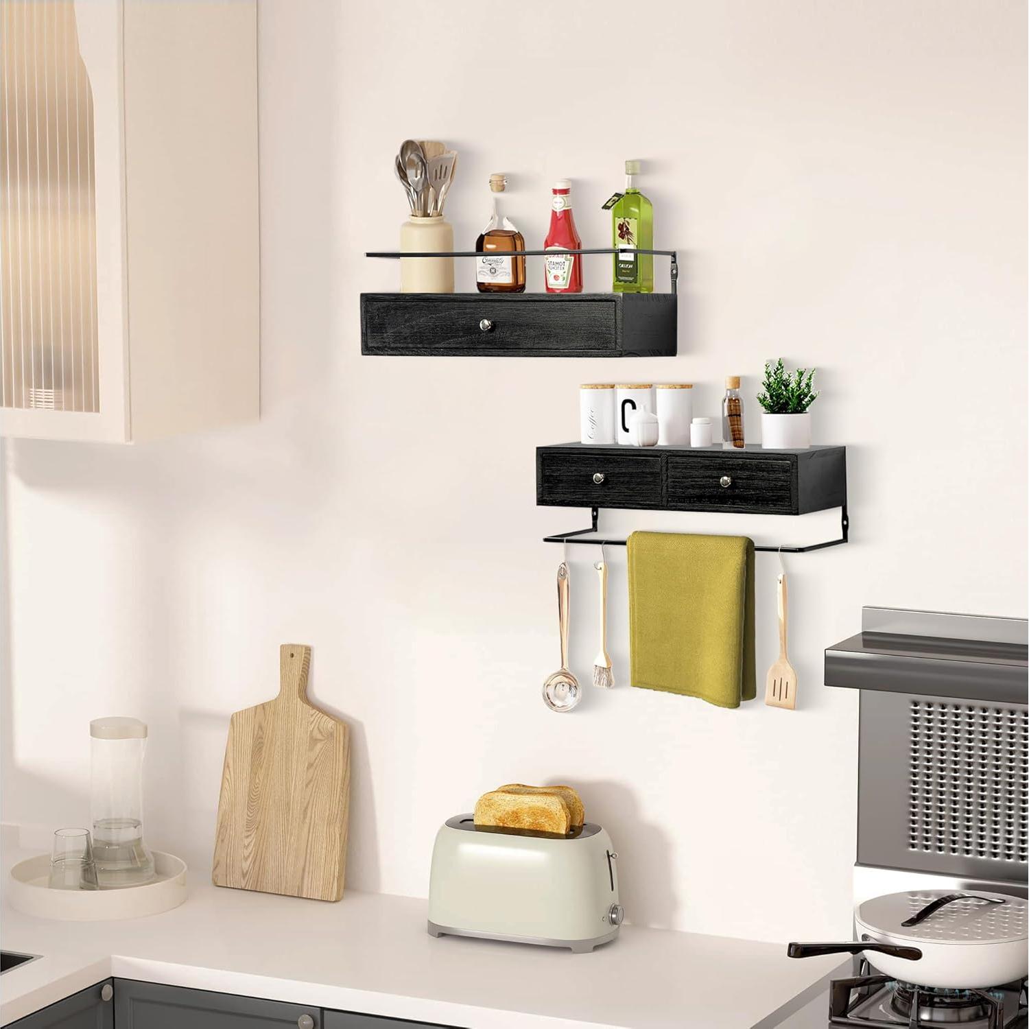 Estantes Flotantes Rústicos Dreampossible con Cajón - 2 Unidades