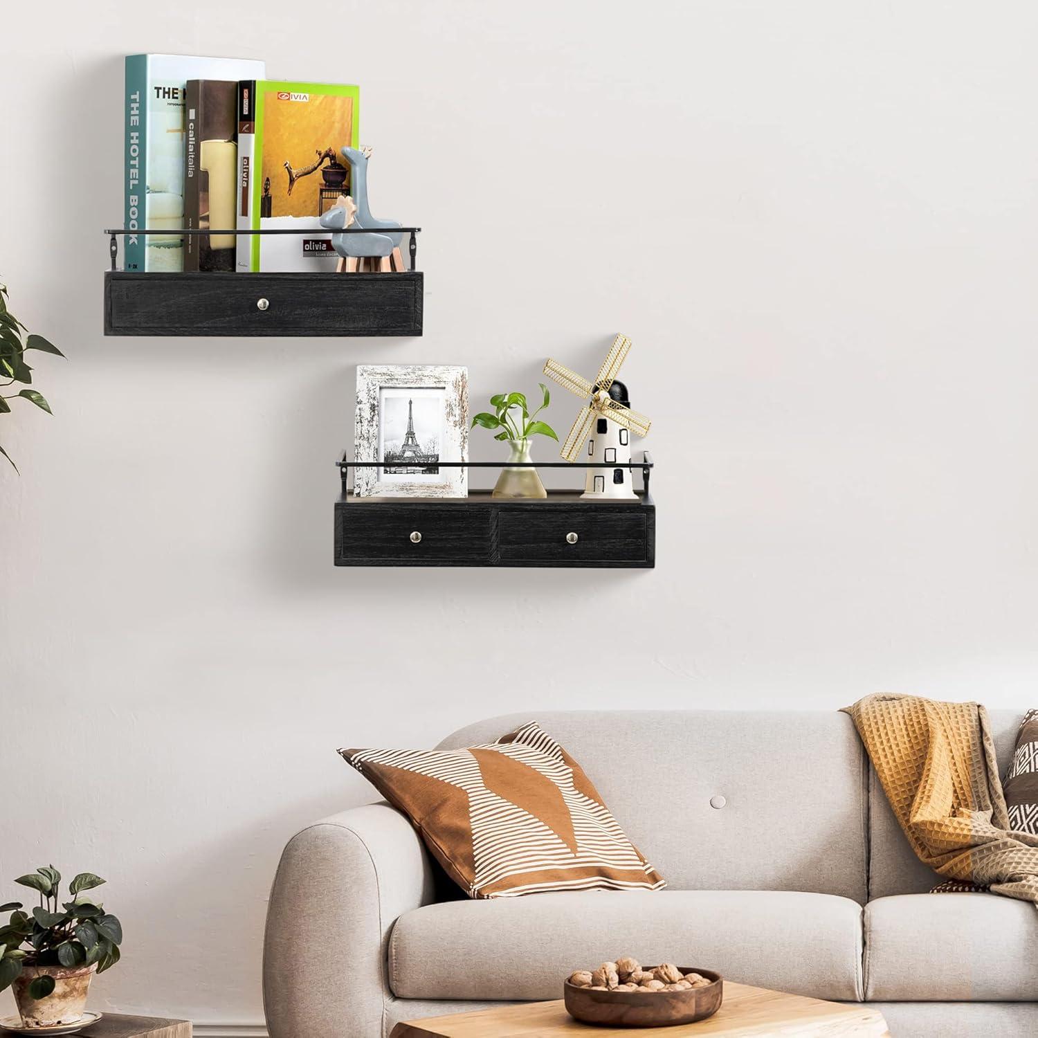 Estantes Flotantes Rústicos Dreampossible con Cajón - 2 Unidades