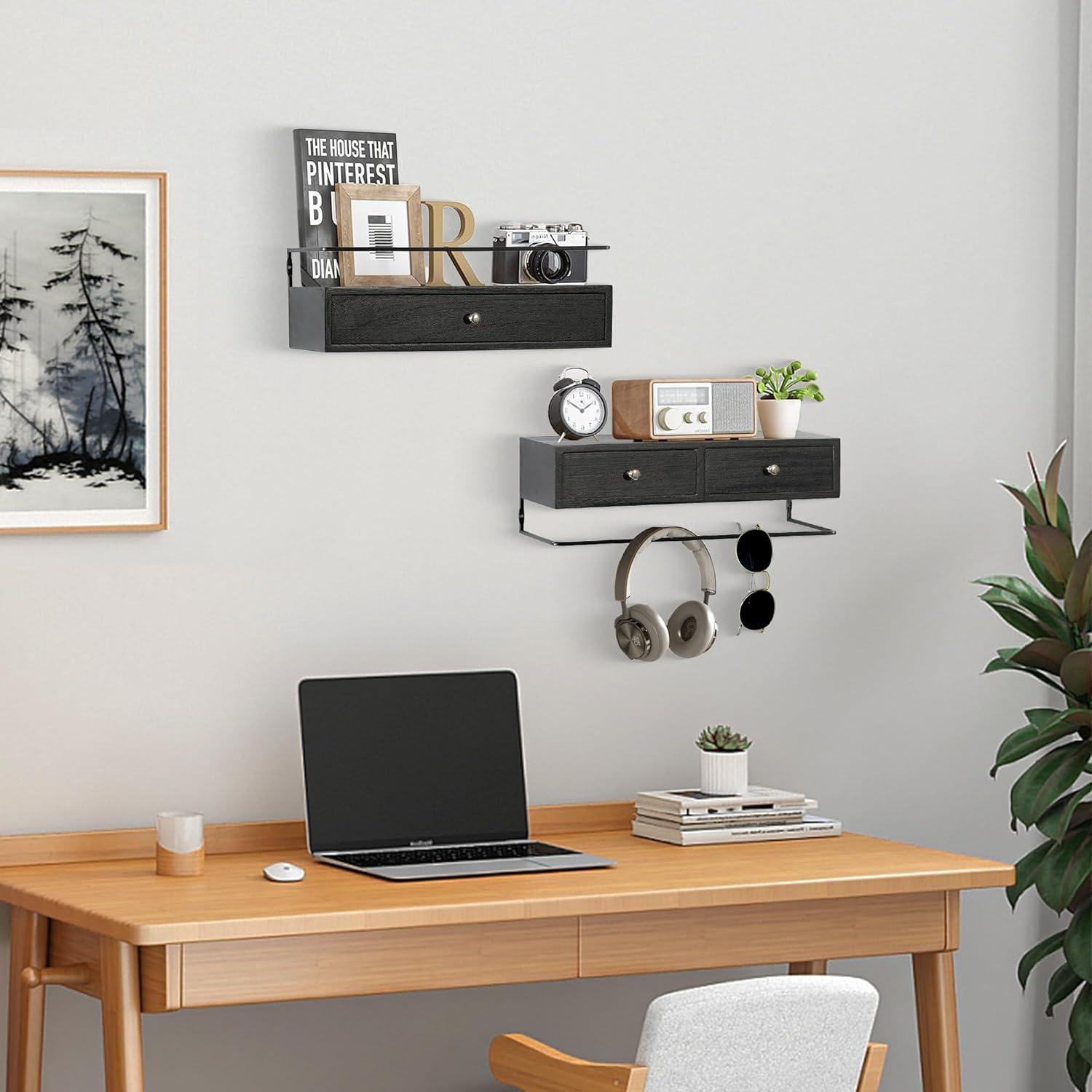 Estantes Flotantes Rústicos Dreampossible con Cajón - 2 Unidades