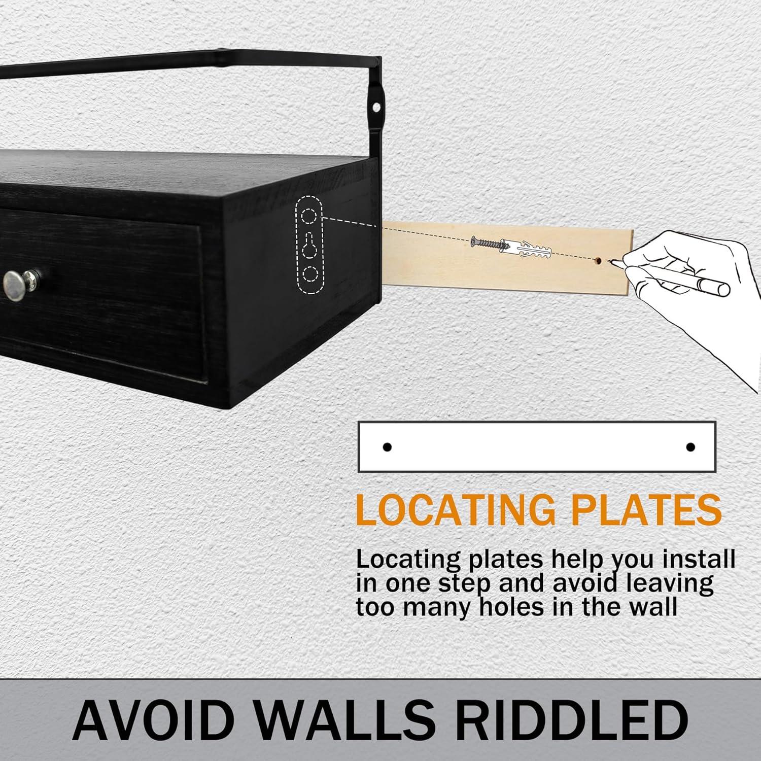 Estantes Flotantes Rústicos Dreampossible con Cajón - 2 Unidades