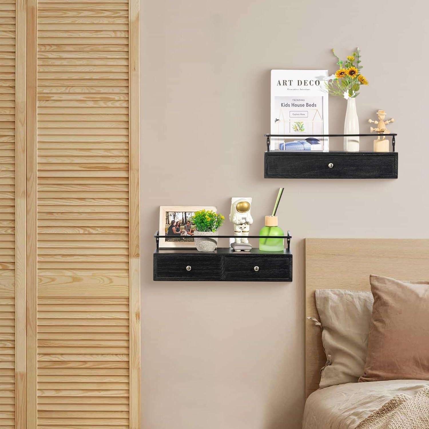 Estantes Flotantes Rústicos Dreampossible con Cajón - 2 Unidades